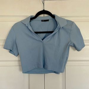 Zara Cropped Collared Polo